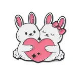 Cute Animal Hug with Heart Enamel Pins