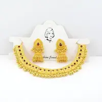 Teardrop Ethnic Style Alloy Rhinestone Bib Necklaces & Dangle Earrings Sets