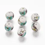 Round Handmade Flower Printed Porcelain Ceramic Beads