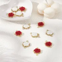 12Pcs 2 Colors Alloy Flower Connector Charms