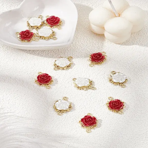 12Pcs 2 Colors Alloy Flower Connector Charms