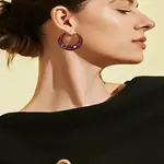 1Pair Alloy Rhinestone Hoop Earrings