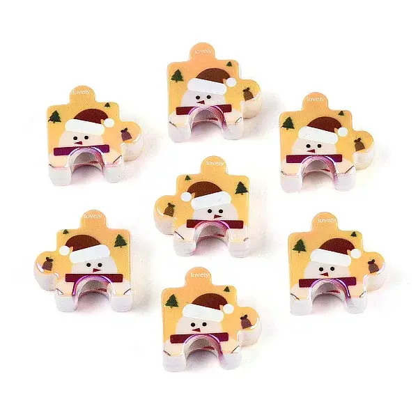 UV Plating Opaque Printed Acrylic European Beads