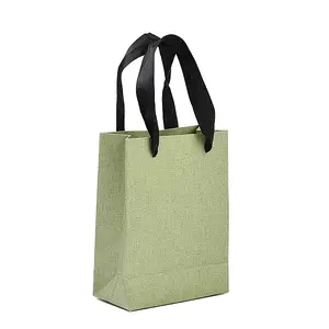 Paper Gift Tote Bags with Nylon Black Ribbon Handles