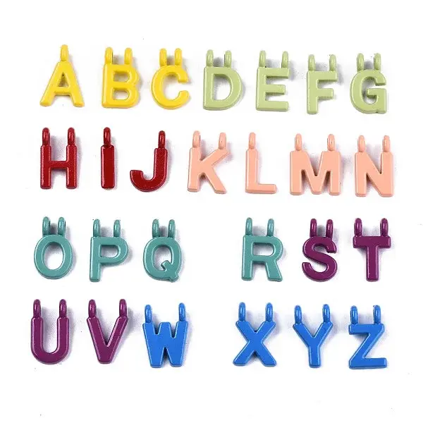 26 Pcs Spray Painted Alloy Alphabet Links Connectors