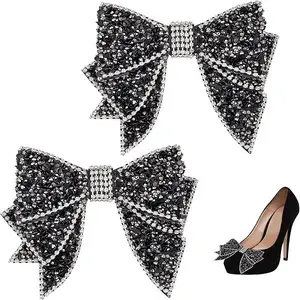 2Pcs Resin Rhinestone Bowknot Shoes Charms