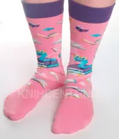 Knihomolské ponožky - růžové s červíkem 35-38