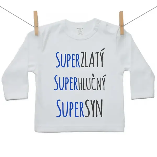 Boodyy Tričko s dlhým rukávom Super zlatý, super hlučný, super syn 128 (7-8 rokov)