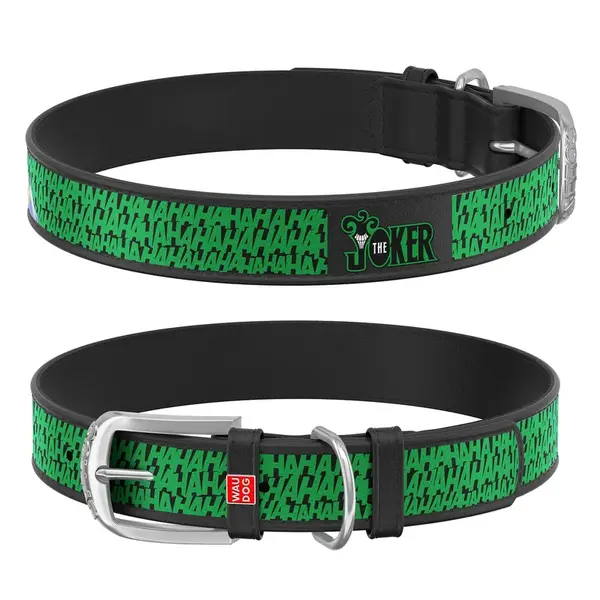 Kožený obojok JOKER DC COMICS čierny, Obvod krku: 20-28 cm, širka: 12 mm