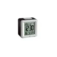 60.2503 TFA Digitálny bezdrôtový rádiom riadený budík s LED podsvietením, čierno-strieborný