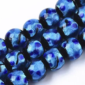 Handmade Silver Foil Lampwork Beads Strands
