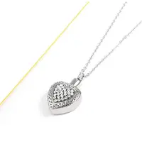 Clear Cubic Zirconia Heart Urn Ashes Pendant Necklace