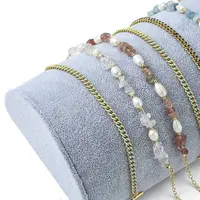 Wood Covered with Velvet Half Round Jewelry Bracelet Displays