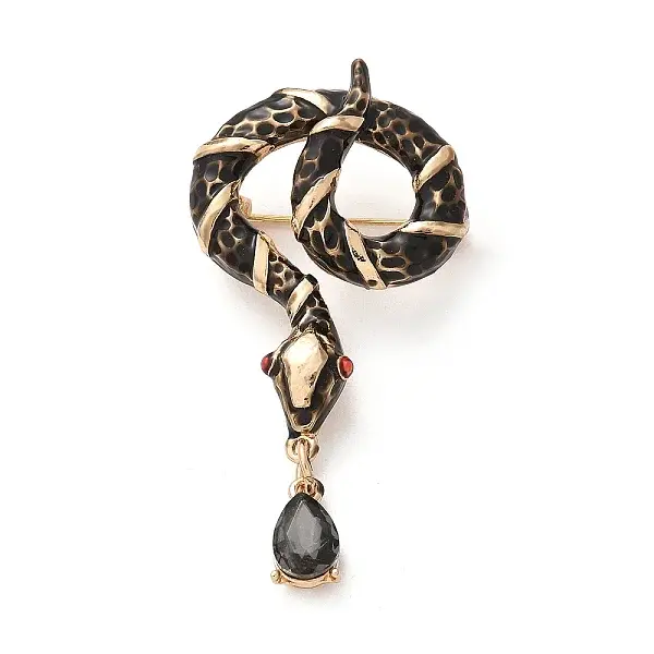 Rhinestone Snake Aolly Brooch with Enamel