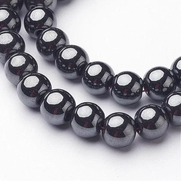 1 Strand Grade AAA Non-Magnetic Synthetic Hematite Round Beads Strands