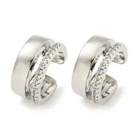 Brass Micro Pave Cubic Zirconia Cuff Earrings