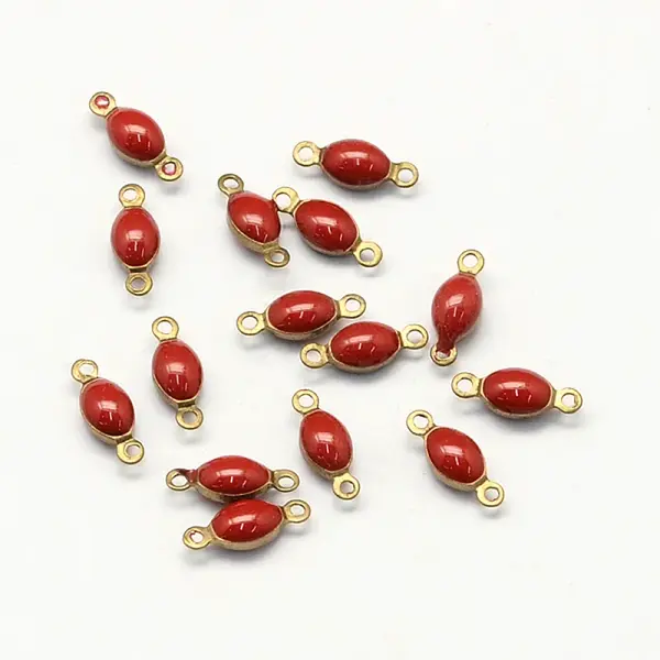 Antique Golden Plated Brass Enamel Oval Links connectors