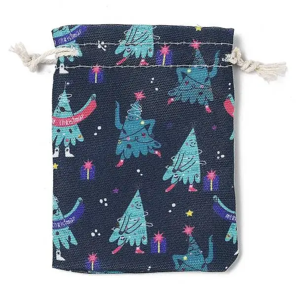 Christmas Theme Cloth Printed Storage Bags