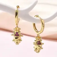 Brass Cubic Zirconia Hoop Earrings