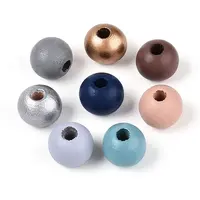 Spray Painted Natural Schima Wood Beads