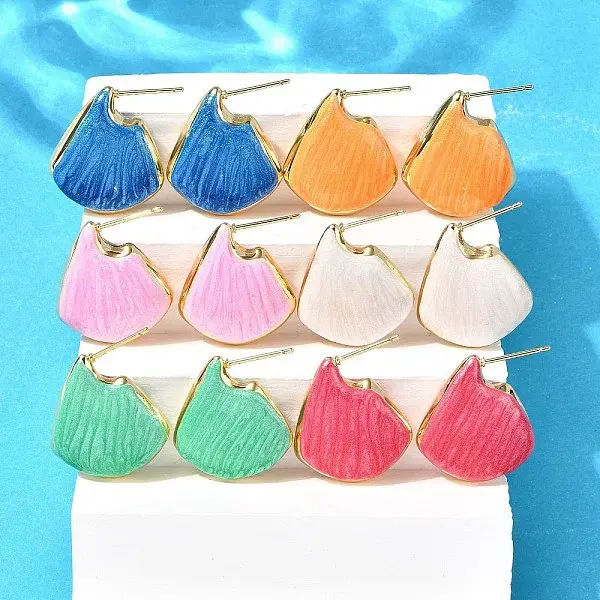 Shell Shape Brass Stud Earrings