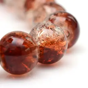 Baking Paint Crackle Glass Beads Strands