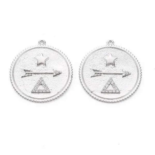 Brass Micro Pave Clear Cubic Zirconia Pendants