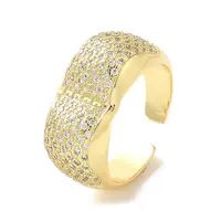 Brass Micro Pave Cubic Zirconia Open Cuff Rings