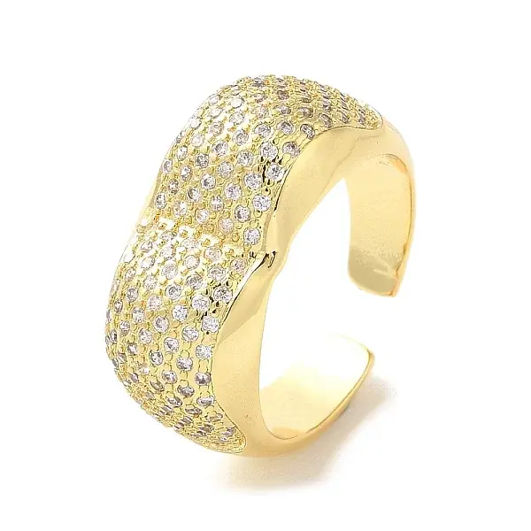Brass Micro Pave Cubic Zirconia Open Cuff Rings