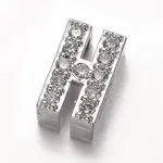 Platinum Plated Brass Micro Pave Cubic Zirconia Letter Slide Charms