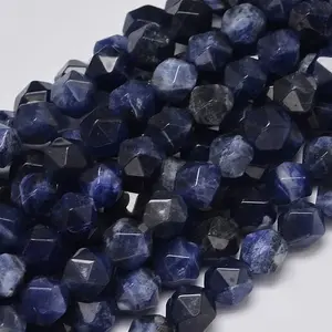 Faceted Natural Sodalite Beads Strands