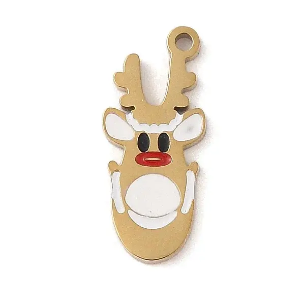 Christmas Theme Ion Plating(IP) 304 Stainless Steel Enamel Pendants