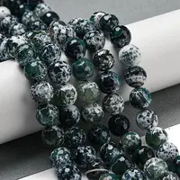 Faceted Natural Fire Crackle Agate Beads Strands