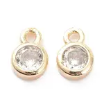 Brass Micro Pave Clear Cubic Zirconia Charms Pendants