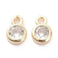 Brass Micro Pave Clear Cubic Zirconia Charms Pendants