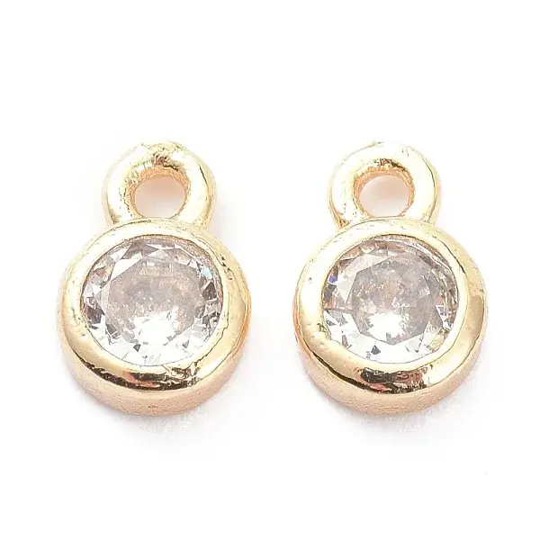 Brass Micro Pave Clear Cubic Zirconia Charms Pendants