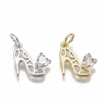 Brass Micro Pave Cubic Zirconia Stilettos Charms