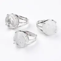Adjustable Natural Quartz Crystal Finger Rings
