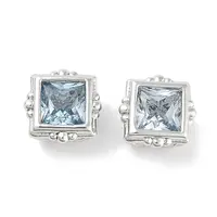 Brass Micro with Single Light Sky Blue Zirconia Beads