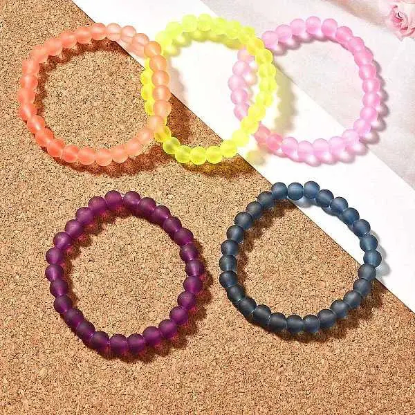 Stretchy Frosted Glass Beads Kids Bracelets for Children's Day