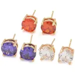 Rack Plating Flat Round Brass Cubic Zirconia Stud Earrings