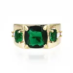 Green Cubic Zirconia Rectangle Chunky Open Cuff Ring for Women