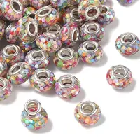 Transparent Resin Rondelle European Beads