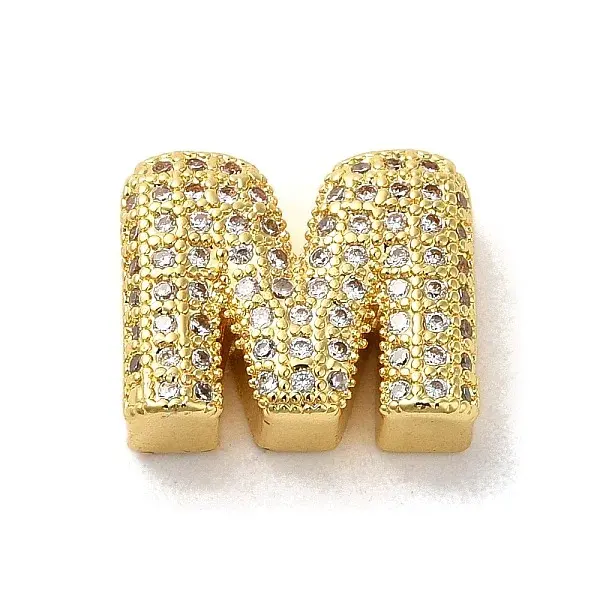 Brass Micro Pave Clear Cubic Zirconia Charms
