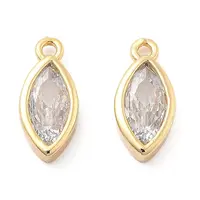 Brass Micro Pave Clear Cubic Zirconia Charms