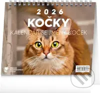 NOTIQUE Stolní kalendář Kočky 2026 (se jmény koček / řádky)