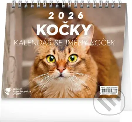 NOTIQUE Stolní kalendář Kočky 2026 (se jmény koček / řádky)
