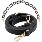 2Pcs PU Leather Bag Strap and Acrylic & CCB Plastic Link Chains Bag Handles