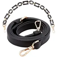 2Pcs PU Leather Bag Strap and Acrylic & CCB Plastic Link Chains Bag Handles