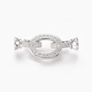 Brass Micro Pave Cubic Zirconia Fold Over Clasps